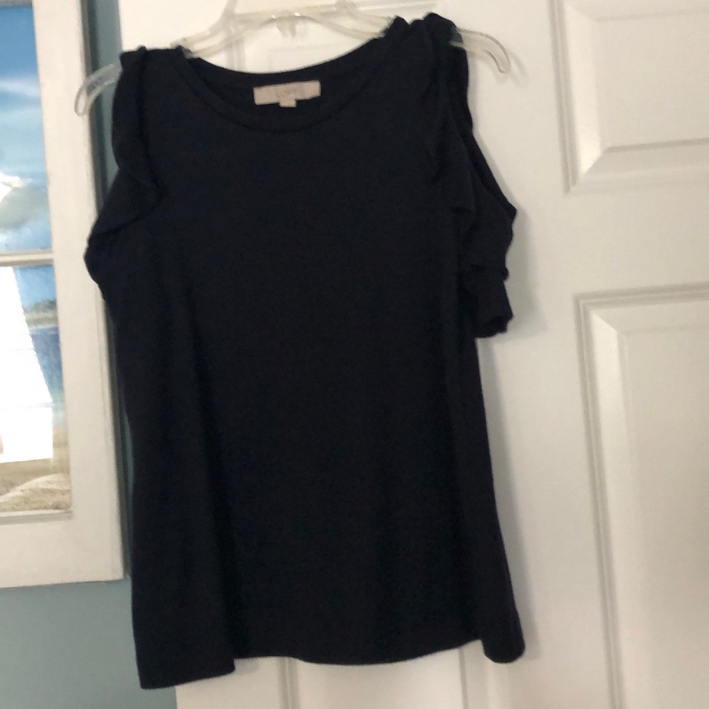 Loft ruffle cold shoulder sweater tee